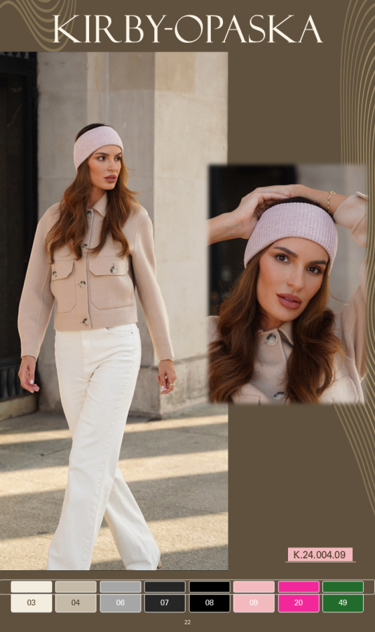 KIRBY – różowa opaska na głowę damska Twarzowa, prążkowana opaska na głowę zimowa z wiskozą i poliamidem. Miękka, wygodna i uniwersalna – idealna na sport i codzienne stylizacje.