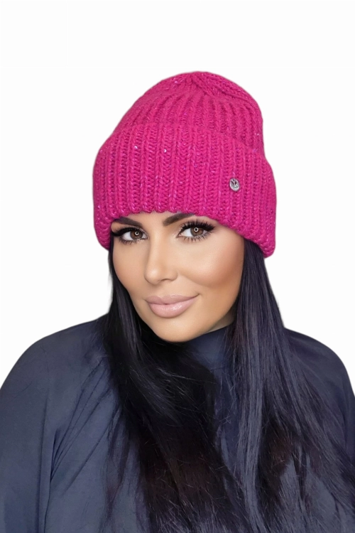 Mohana czapka damska Kamea zimowa, z moherem i wełną, rozmiar uniwersalny 54–60 cm, kolor malinowy