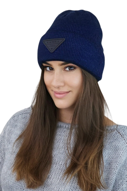 Naomi czapka unisex Kamea zimowa, z wełną, rozmiar uniwersalny 54–60 cm, kolor granatowy