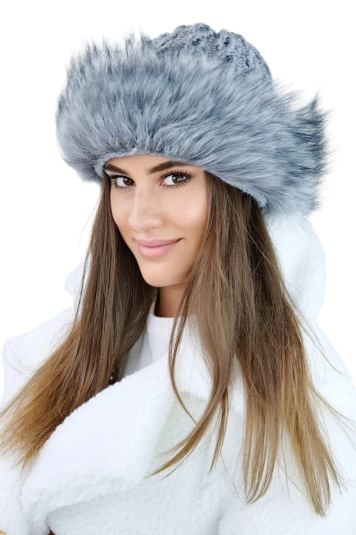 Tamara czapka damska Kamea zimowa, ze sztucznym futerkiem, z wełną, rozmiar uniwersalny 54–60 cm, kolor szary