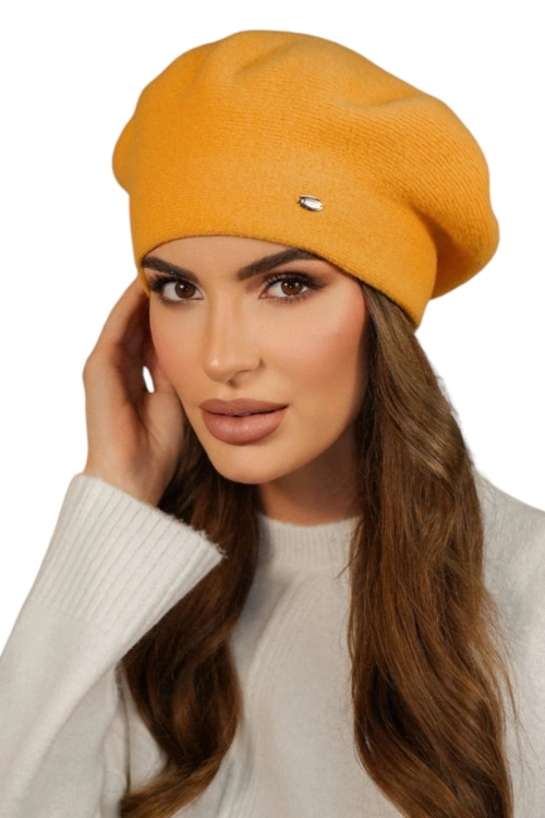 Kiang beret damski Kamea zimowy, 80% wełny, rozmiar uniwersalny 54–60 cm, kolor cytrynowy