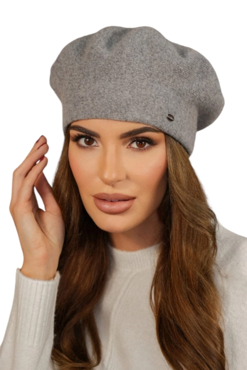 Kiang beret damski Kamea zimowy, 80% wełny, rozmiar uniwersalny 54–60 cm, kolor srebrny