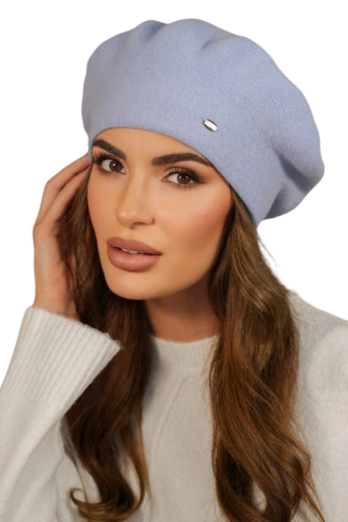 Kiang beret damski Kamea zimowy, 80% wełny, rozmiar uniwersalny 54–60 cm, kolor błękitny
