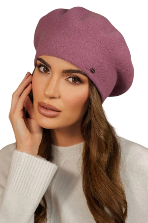 Kiang beret damski Kamea zimowy, 80% wełny, rozmiar uniwersalny 54–60 cm, kolor liliowy