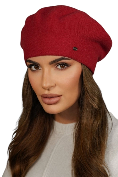 Kiang beret damski Kamea zimowy, 80% wełny, rozmiar uniwersalny 54–60 cm, kolor czerwony