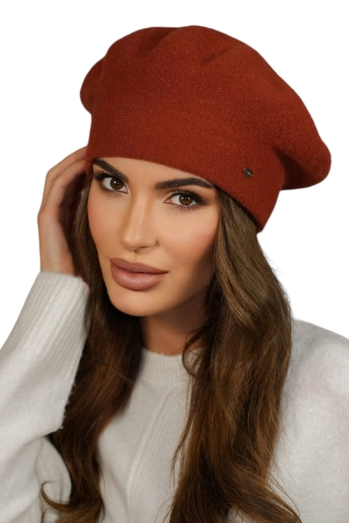 Kiang beret damski Kamea zimowy, 80% wełny, rozmiar uniwersalny 54–60 cm, kolor rudy