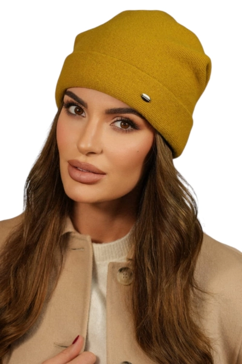 Krokus czapka damska Kamea zimowa, 80% wełny, rozmiar uniwersalny 54–60 cm, kolor limonkowy