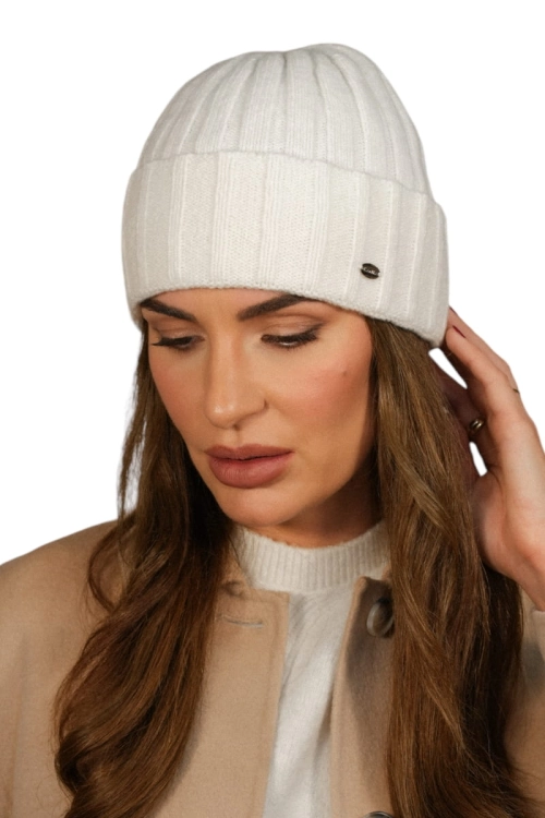 Tahira czapka damska Kamea zimowa, 80% wełny, rozmiar uniwersalny 54–60 cm, kolor ekru