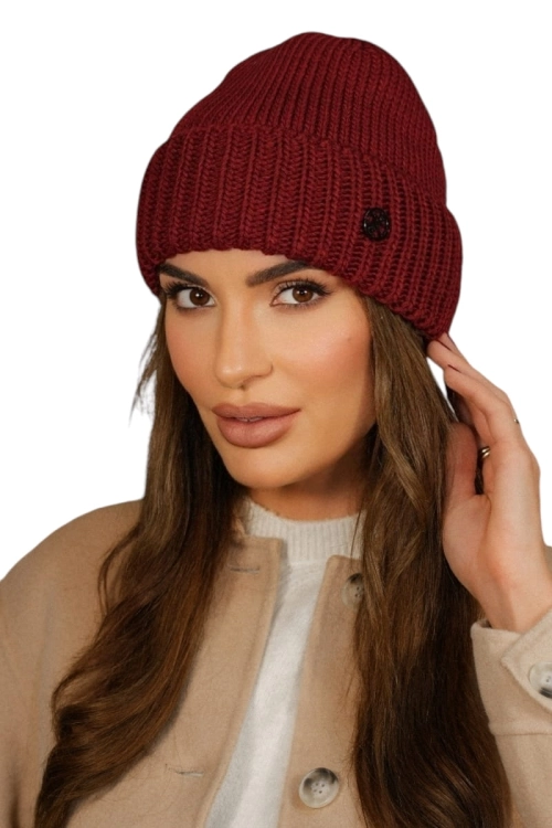 Raisa czapka damska Kamea zimowa, z wełną, rozmiar uniwersalny 54–60 cm, kolor bordowy