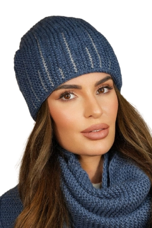 Habis czapka damska Kamea zimowa, z alpaką i wełną, rozmiar uniwersalny 54–60 cm, kolor jeansowy