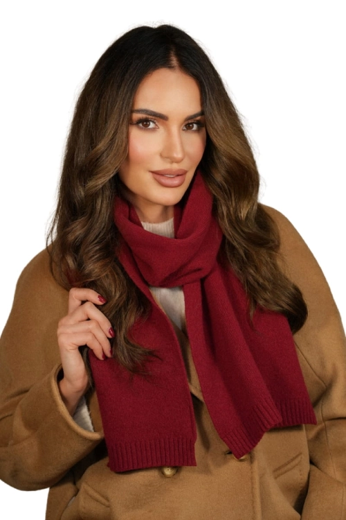 Szalik-02 damski Kamea zimowy, 80% wełny, 160 × 25 cm, kolor bordowy