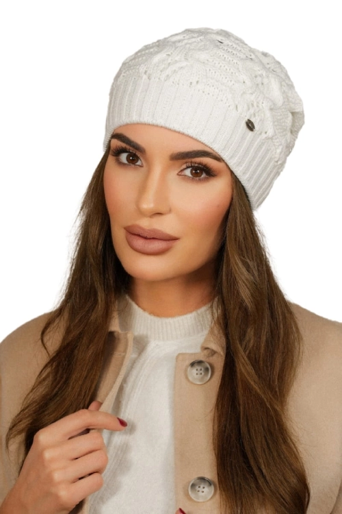 Kamila czapka damska Kamea zimowa, z wełną, rozmiar uniwersalny 54–60 cm, kolor ekru