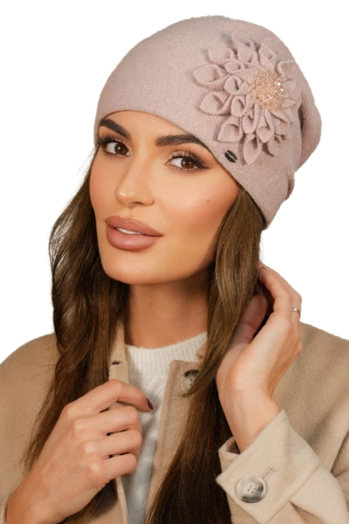Cruze czapka damska Kamea zimowa, 80% wełny, rozmiar uniwersalny 54–60 cm, kolor różowy