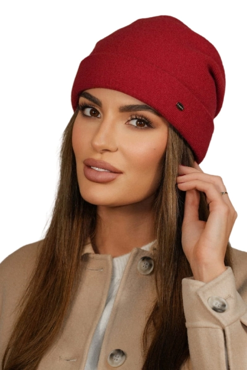 Krokus czapka damska Kamea zimowa, 80% wełny, rozmiar uniwersalny 54–60 cm, kolor czerwony