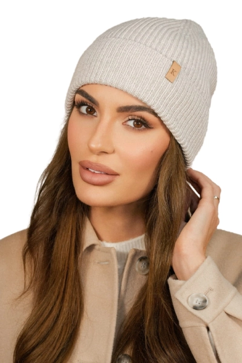 Malibu czapka damska Kamea zimowa, prążkowany splot, z kaszmirem, wełną merino i wiskozą, rozmiar uniwersalny 54–60 cm, kolor ciemny beżowy