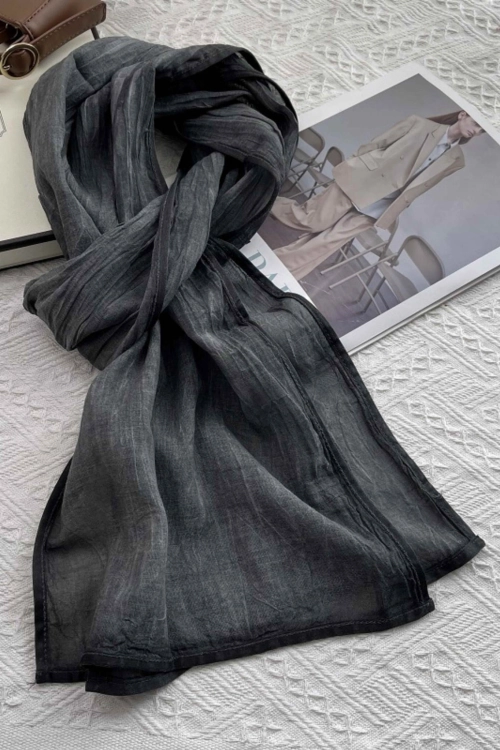 Szalik damski klasyczny fason, 100% bawełny, 190 × 33 cm, kolor czarny