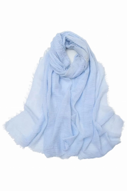 Szalik damski kreszowany hijab,  180 × 85 cm, kolor błękitny