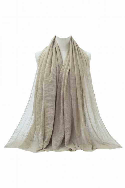 Szalik damski kreszowany hijab,  180 × 85 cm, kolor szary