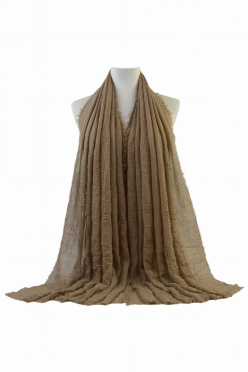 Szalik damski kreszowany hijab,  180 × 85 cm, kolor khaki