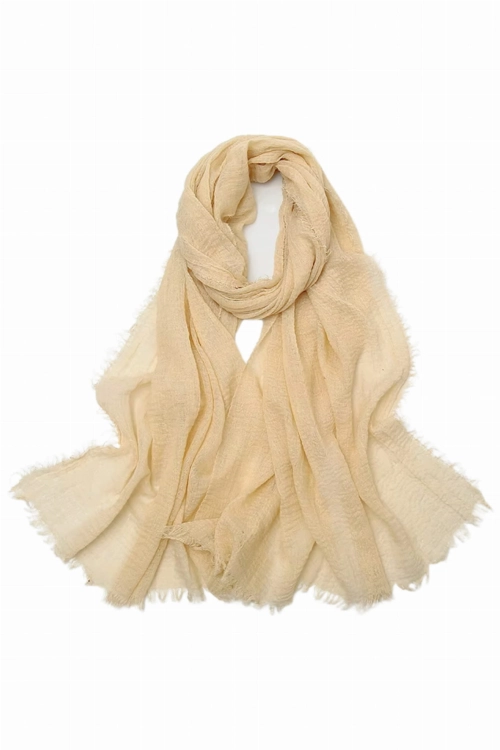 Szalik damski kreszowany hijab,  180 × 85 cm, kolor piaskowy