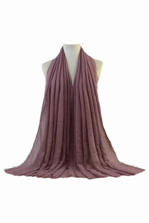 Szalik damski kreszowany hijab,  180 × 85 cm, kolor kakaowy róż