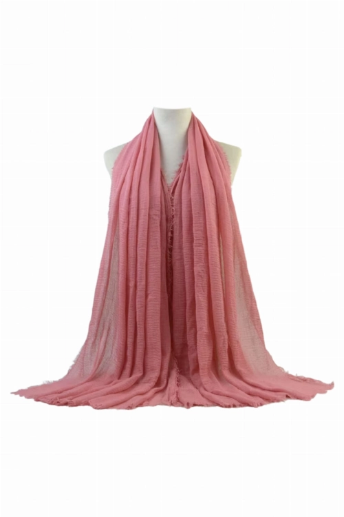 Szalik damski kreszowany hijab,  180 × 85 cm, kolor pudrowy różowy