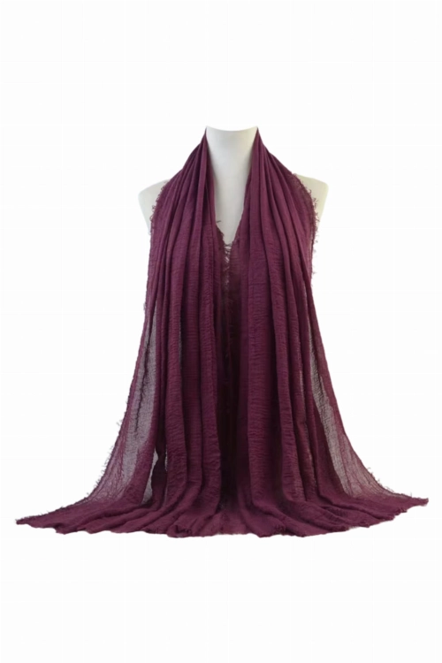 Szalik damski kreszowany hijab,  180 × 85 cm, kolor śliwkowy
