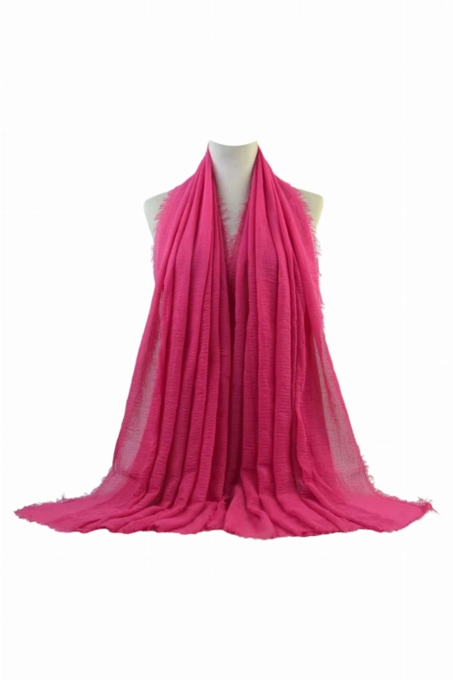 Szalik damski kreszowany hijab,  180 × 85 cm, kolor różowy i fuksja