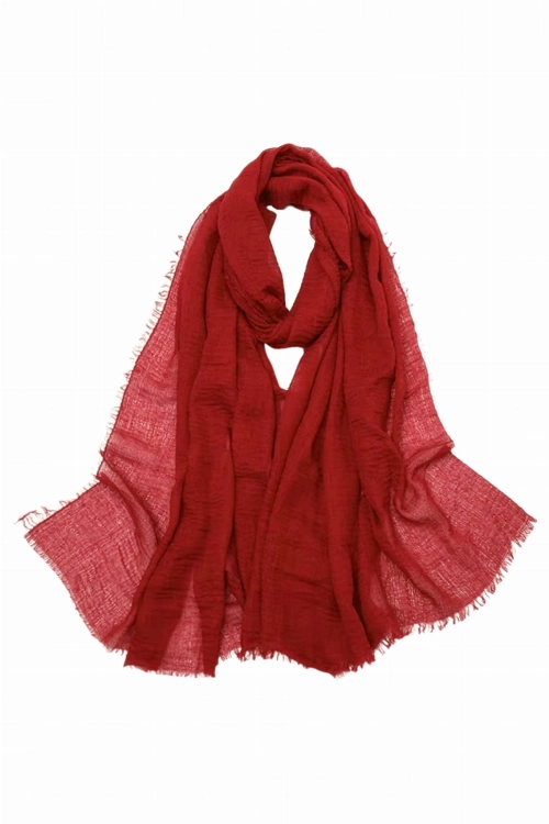 Szalik damski kreszowany hijab,  180 × 85 cm, kolor czerwony