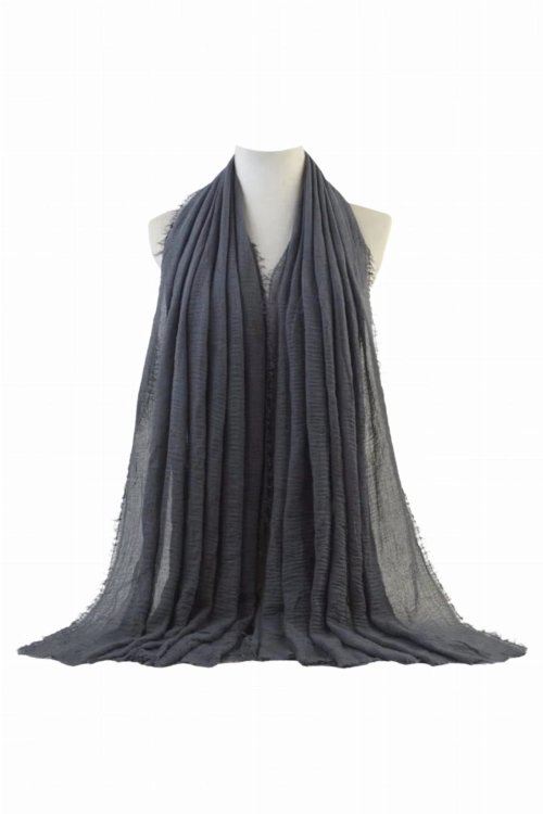 Szalik damski kreszowany hijab,  180 × 85 cm, kolor grafitowy