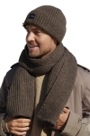 martin-czapka-11 Komplet męski brązowy MARTIN — czapka i szalik, ściągacz, widok z przodu