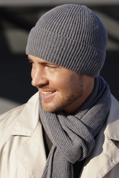 Liam czapka męska Kamea zimowa, 80% wełny, rozmiar uniwersalny 54–62 cm, kolor szary