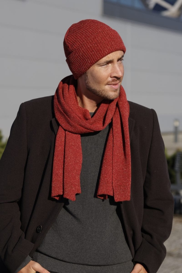 PATRICK-27 Czapka męska Patrick ruda, merino z jedwabiem, widok z boku