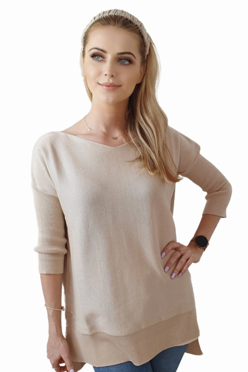 Hiacynta sweter damski Kamea, 50% bawełny, rozmiar uniwersalny, kolor beżowy