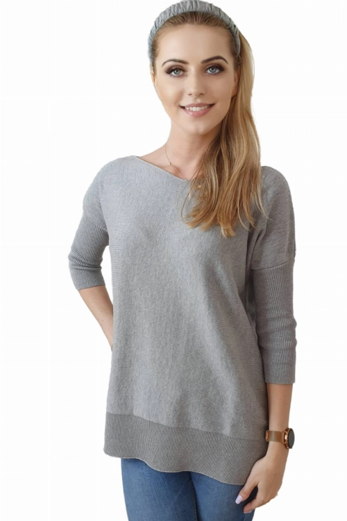 Hiacynta sweter damski Kamea, 50% bawełny, rozmiar uniwersalny, kolor szary