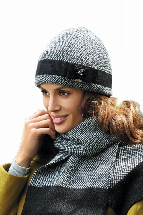 Basilia czapka damska Kamea zimowa, z alpaką, wełną i wiskozą, rozmiar uniwersalny 54–60 cm, kolor czarny