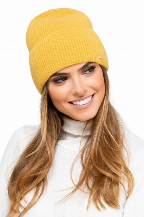 Modesto czapka damska z kaszmirem Kamea zimowa, 80% wełny delikatnej merino, rozmiar uniwersalny 54–60 cm, kolor miodowy