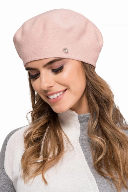 Nashville beret damski Kamea zimowy, 97% wiskozy, rozmiar uniwersalny 54–60 cm, kolor różowy