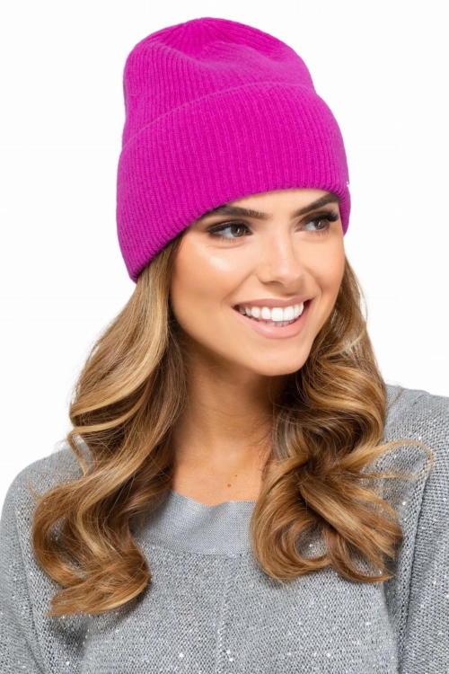 Modesto czapka damska z kaszmirem Kamea zimowa, 80% wełny delikatnej merino, rozmiar uniwersalny 54–60 cm, kolor malinowy
