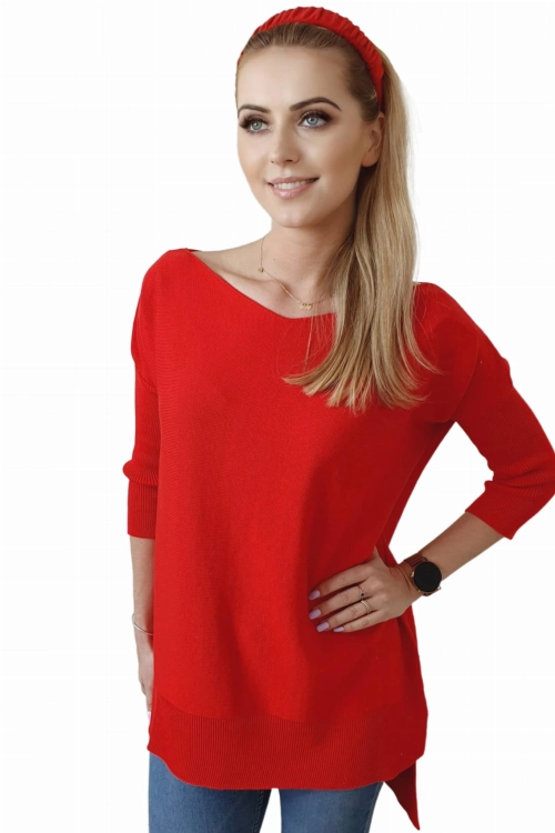 Hiacynta sweter damski Kamea, 50% bawełny, rozmiar uniwersalny, kolor czerwony