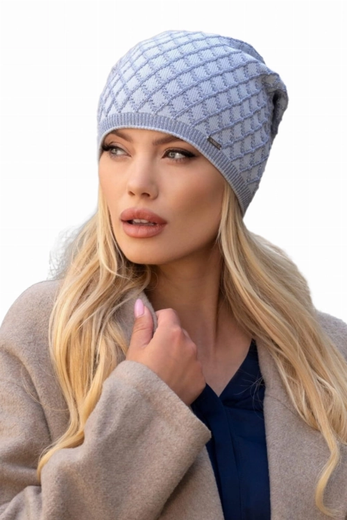 Centuria czapka damska Kamea zimowa, z połyskiem, 50% wiskozy, rozmiar uniwersalny 54–60 cm, kolor błękitny