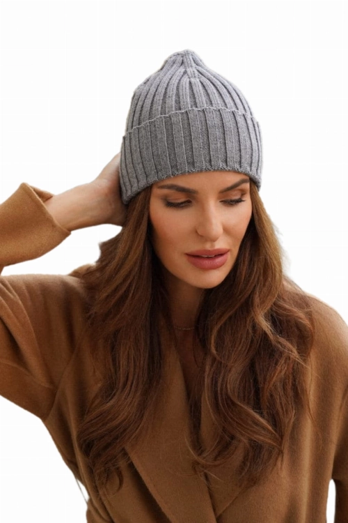 Ume czapka damska Kamea zimowa, 100% wełny merino, rozmiar uniwersalny 54–60 cm, kolor szary
