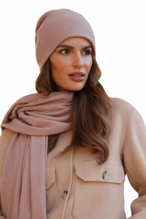 Iris czapka damska Kamea zimowa, 80% wełny, rozmiar uniwersalny 54–60 cm, kolor różowy