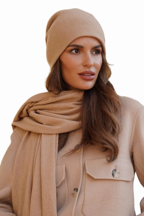 Iris czapka damska Kamea zimowa, 80% wełny, rozmiar uniwersalny 54–60 cm, kolor piaskowy