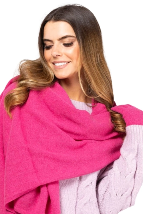 Szalik-01 damski Kamea zimowy, narzutka, 80% wełny, 180 × 65 cm, kolor malinowy