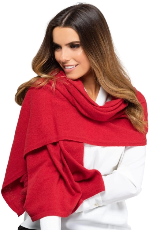 Szalik-01 damski Kamea zimowy, narzutka, 80% wełny, 180 × 65 cm, kolor czerwony