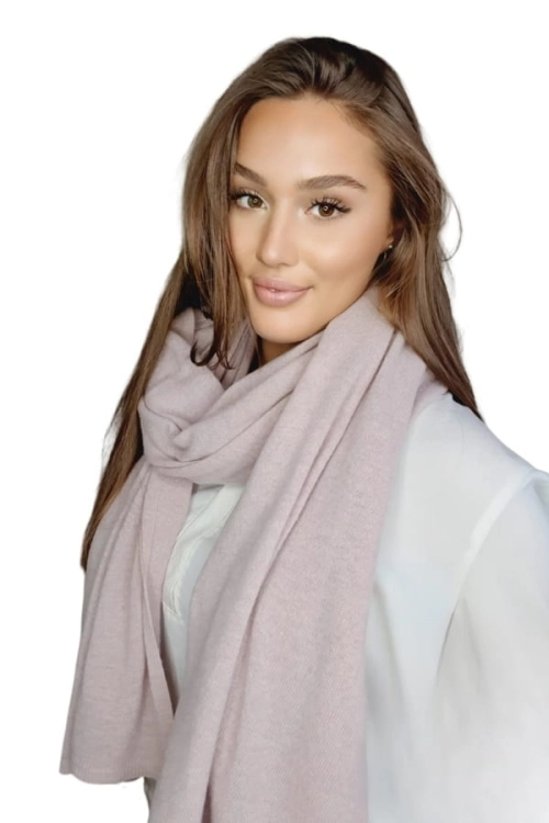 Szalik-01 damski Kamea zimowy, 80% wełny, narzutka, 180 × 65 cm, kolor różowy