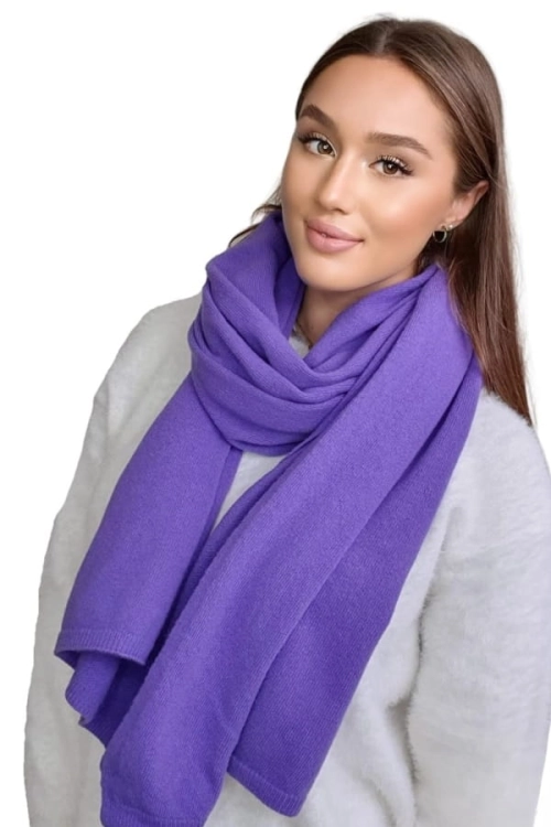 Szalik-01 damski Kamea zimowy, 80% wełny, narzutka, 180 × 65 cm, kolor fioletowy