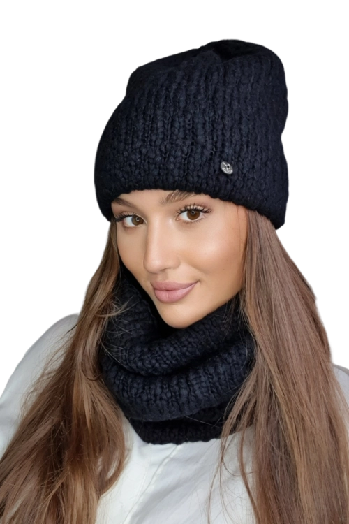 Lamia czapka damska Kamea zimowa, 76% wełny, rozmiar uniwersalny 54–60 cm, kolor czarny