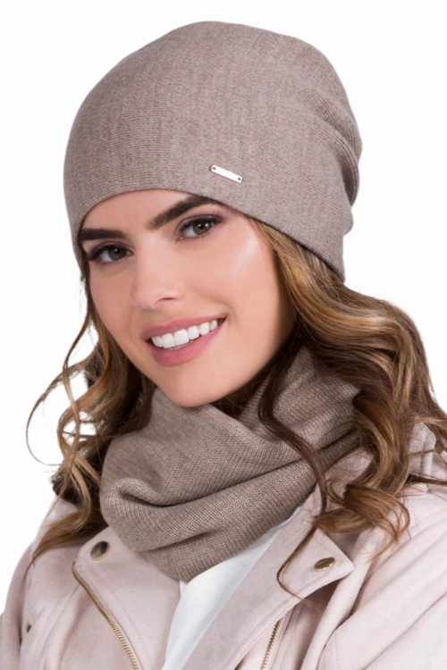 Gloria czapka damska Kamea zimowa, z wełną, rozmiar uniwersalny 54–60 cm, kolor ciemny beżowy